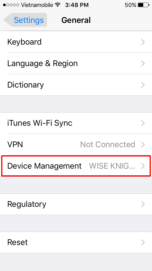 Tap on Profile & Device Management